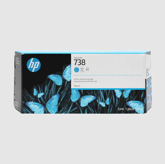 HP 738- 676M6A - 300-ml Cyan DesignJet Ink Cartridge