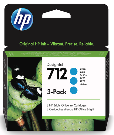 HP 712 - 3ED77A - Cyan Ink Cartridge 3-Pack