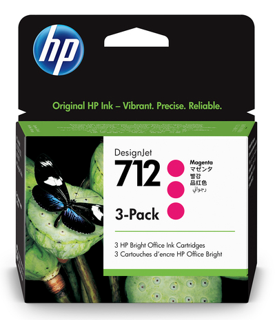 HP 712 - 3ED78A - 29ml Magenta Ink Cartridge 3-Pack