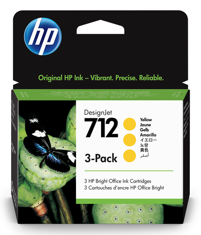 HP 712 - 3ED79A - Yellow Ink Cartridge 3-Pack